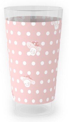 Outdoor Pint Glasses: Mushroom And Dots - Pink Outdoor Pint Glass, Pink
