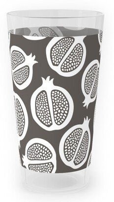 Outdoor Pint Glasses: Pomegranate - Black & White Outdoor Pint Glass, Gray