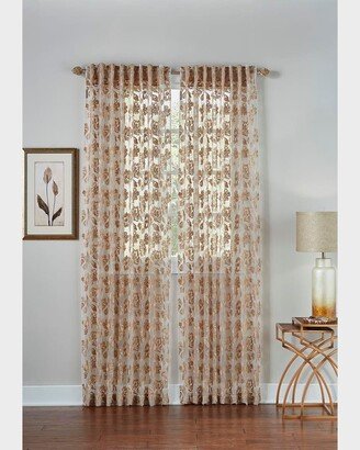 Bella Floral-Embroidered Sheer Curtain Panel, 108