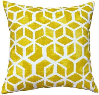 Outdoor Yellow & White Throw Pillow Cover, Celtic Pineapple Luxe Polyester Porch Euro Sham, Patio Home Accent, Cover Only