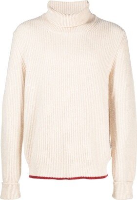 Ribbed-Knit Roll-Neck Sweatshirt