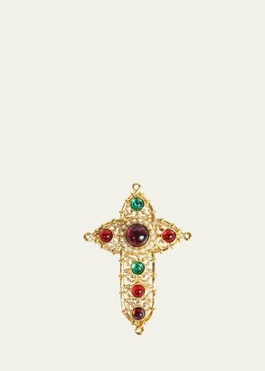 Multi-Stone Cross Brooch