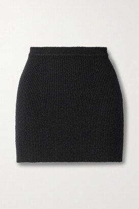 Ribbed Cotton-blend Mini Skirt - Black