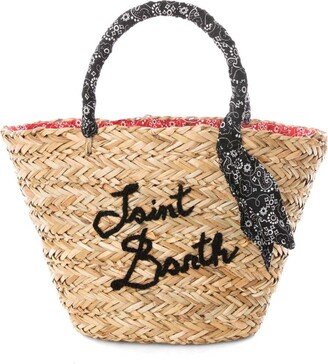 Woman Small Straw Bag With Embroidery