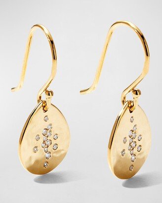 Crinkle Small Teardrop Earrings in 18K Gold with Diamonds