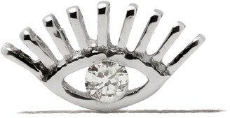 14kt white gold Evil Eye diamond piercing stud earring