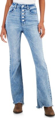 Juniors' High-Rise Button-Front Flare-Hem Jeans, Created for Macy's