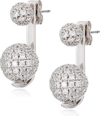 Rhodium Pave Sphere Earrings Jackets