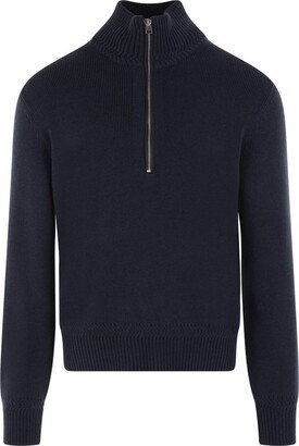 Half-Zipped Ribbed Knit Jumper