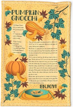 Gnocchi Recipe Tea Towel - Pumpkin By Me Coco Design Autumn Leaves Kitchen Linen Cotton Canvas Spoonflower