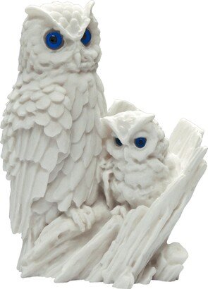 Two Owls On Branch Figurine Statue Greek Handmade Alabaster Sculpture 10cm