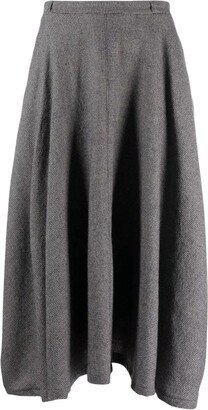 Asymmetric Hem Midi Skirt