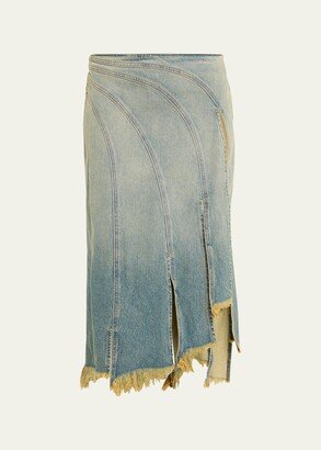 EB DENIM Sorriso Frayed Split Denim Midi Skirt