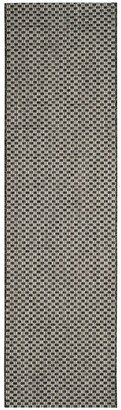 Courtyard Black and Light Grey 2'3 x 14' Sisal Weave Runner Outdoor Area Rug