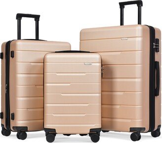 IGEMAN 3 Piece Suitcase Set,Carry on Luggage with Spinner Wheels,Champagne