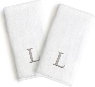 Linum Home Bookman Gray Font Monogrammed Luxury 100% Turkish Cotton Novelty 2-Piece Hand Towels, 16