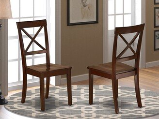 X-Back Boston Chairs and Wood Seat in Mahogany Finish - Set of 2 - - BOC-MAH-W