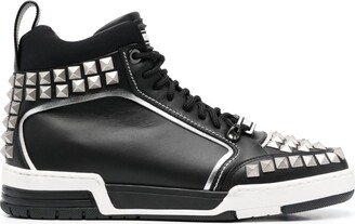 Stud-Embellished High-Top Sneakers