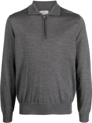 Long-Sleeve Wool Polo Shirt-AF