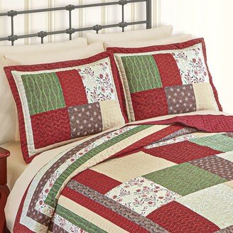 Collections Etc Striped Border Patchwork Reversible Pillow Sham
