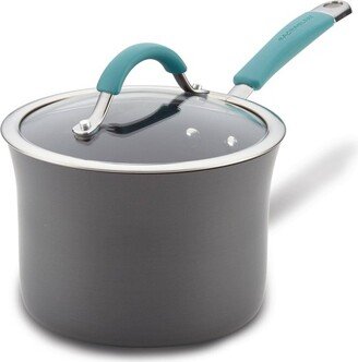 Cucina 3qt Hard Anodized Nonstick Saucepan with Lid Blue Handles