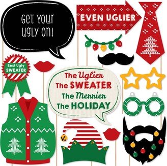 Big Dot of Happiness Ugly Sweater - Holiday and Christmas Party Photo Booth Props Kit - 20 Count