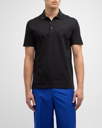 Men's Polo Shirt with Studded Collar