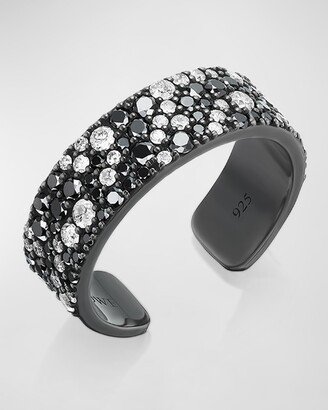 Cobblestone Black and White Diamond Baby Cuff Ring