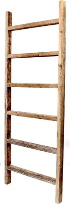 6 Step Rustic Weathered Grey Wood Ladder Shelf - 72 x 18