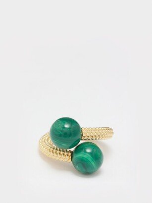 Twisted Faux-malachite & 18kt Gold-plated Ring