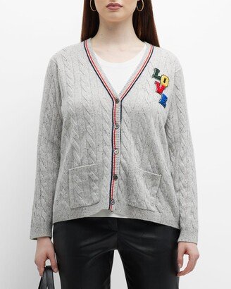 Minnie Rose Plus Plus Size Love Cable-Knit Cashmere Cardigan