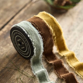 Antiqued Frayed Velvet Ribbon, Set of 3