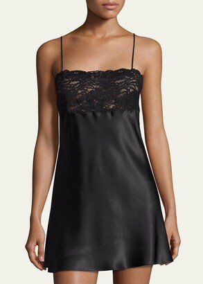 Bijoux Lace-Trim Silk Chemise-AC