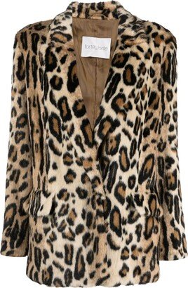 Leopard-Print Single-Breasted Coat