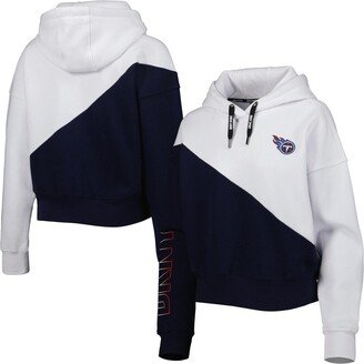 Women's Sport White, Navy Tennessee Titans Bobbi Color Blocked Pullover Hoodie - White, Navy