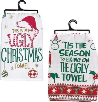 Decorative Towel Ugly Christmas Towels Set/2 - Set Of Two Kitchen Towels 28 Inches - Kitchen - 109661-113525 - Cotton - Off-White