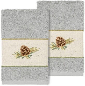 Pierre Embellished Hand Towel - Set of 2 - Light Gray