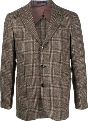 Plaid-Check Pattern Single-Breasted Blazer