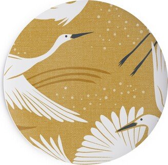 Salad Plates: Soaring Wings Cranes Salad Plate, Yellow