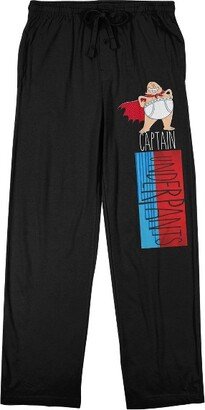 Captain Underpants Superhero & Name Men's Black Sleep Pajama Pants-XL