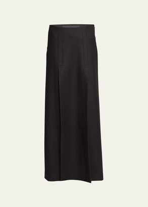 Long Wool Felt Slit Skirt-AA