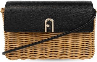 Diamante Woven Wicker Designed Mini Crossbody Bag