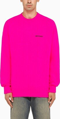 Fuchsia wool crew-neck jumper