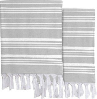 Set Of 2 Ephesus Stripe Turkish Cotton Pestemal Beach Towels