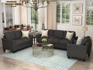Calnod Classic Polyester-Blend 3-Piece Sofa Set, Includes Loveseat, Armchair & 3-Seat Sofa