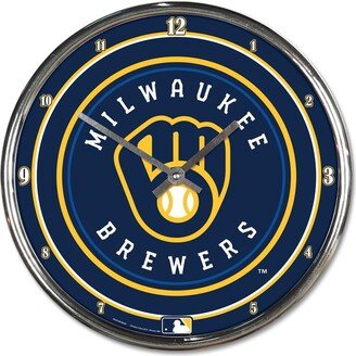 Wincraft Milwaukee Brewers Round Chrome Team Wall Clock