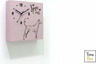 Wooden Time Box Clock - Victorian Pink Chalk Thai Ridgeback Dog Wall Mount Table Mom Gift New Puppy Present Pet Lover