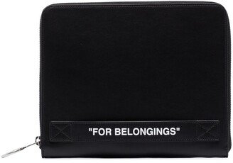Quote leather clutch bag