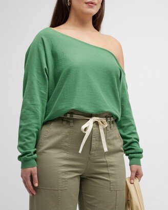 Minnie Rose Plus Plus Size Off-Shoulder Cotton-Cashmere Sweater