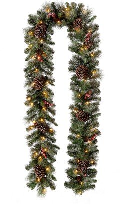 Pre-Lit Glittered Pine Cone Christmas Garland, with Warm Led Light